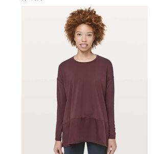 Lululemon Ease Of Mind Maroon Lightweight Long Casual Athletic Shirt dark redish